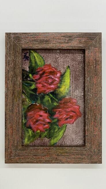 Obraz malowany z bukietem kwiatów