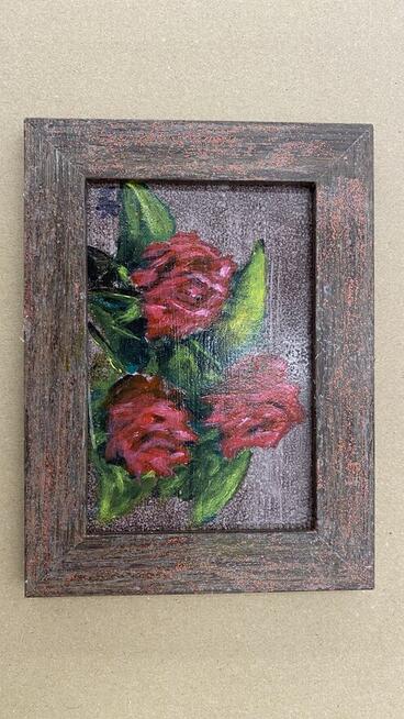 Obraz malowany z bukietem kwiatów