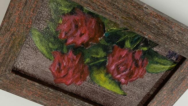 Obraz malowany z bukietem kwiatów