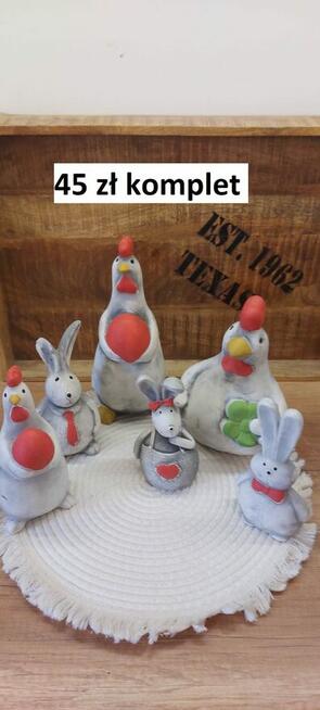 figurki wielkanocne zajączek gipsowy królik gąski kaczka kur