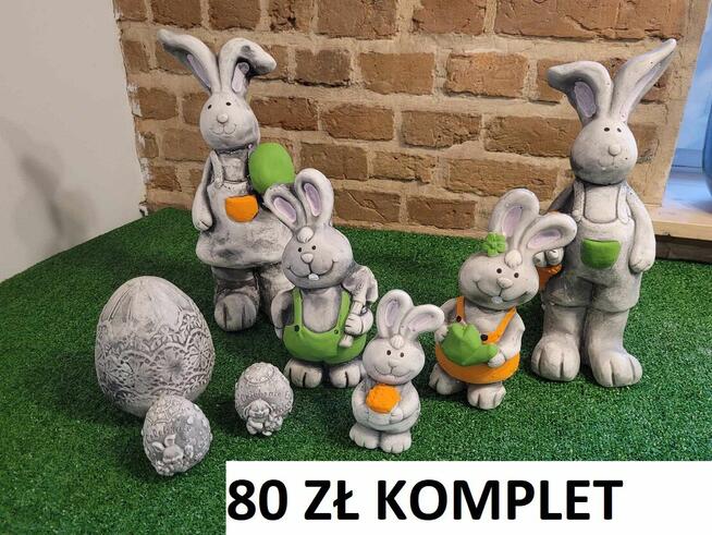 figurki wielkanocne zajączek gipsowy królik gąski kaczka kur