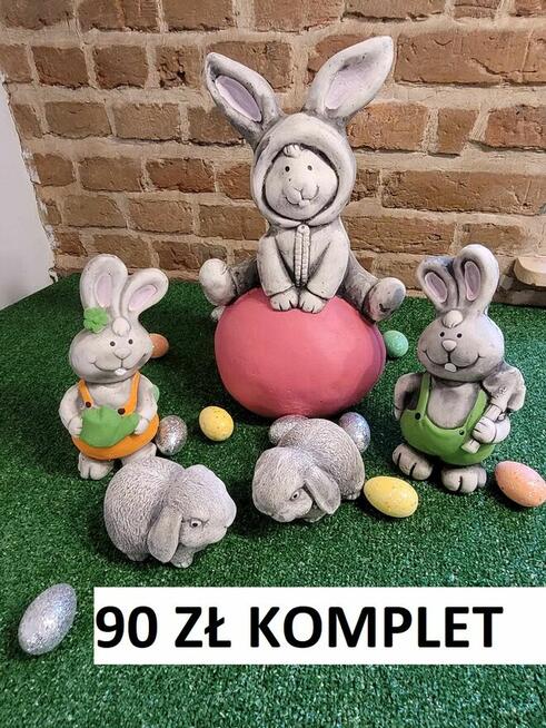 figurki wielkanocne zajączek gipsowy królik gąski kaczka kur