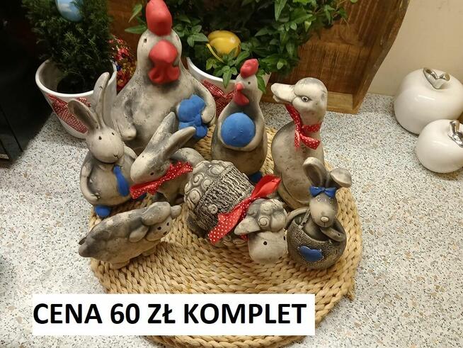 figurki wielkanocne zajączek gipsowy królik gąski kaczka kur