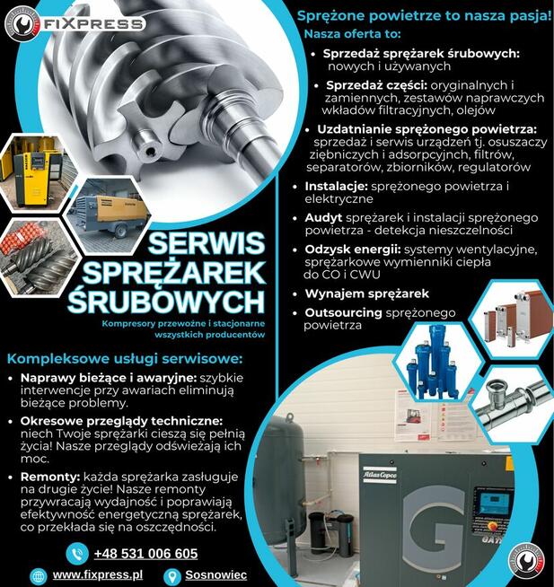 Sprężarka Śrubowa Kompresor - Używane z gwarancją + serwis