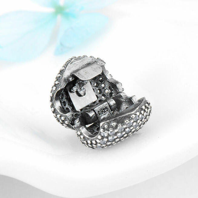 Pandora Charm koralik zawieszka klips serce pave