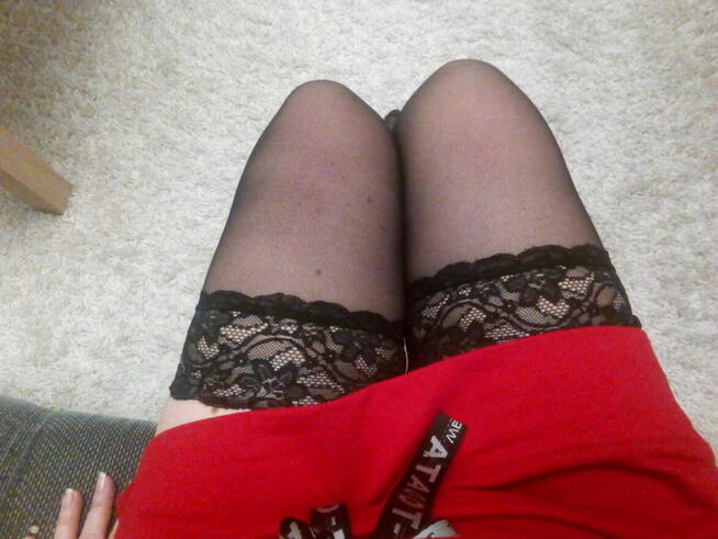 Zmyslowe pończochy z koronką,3/4