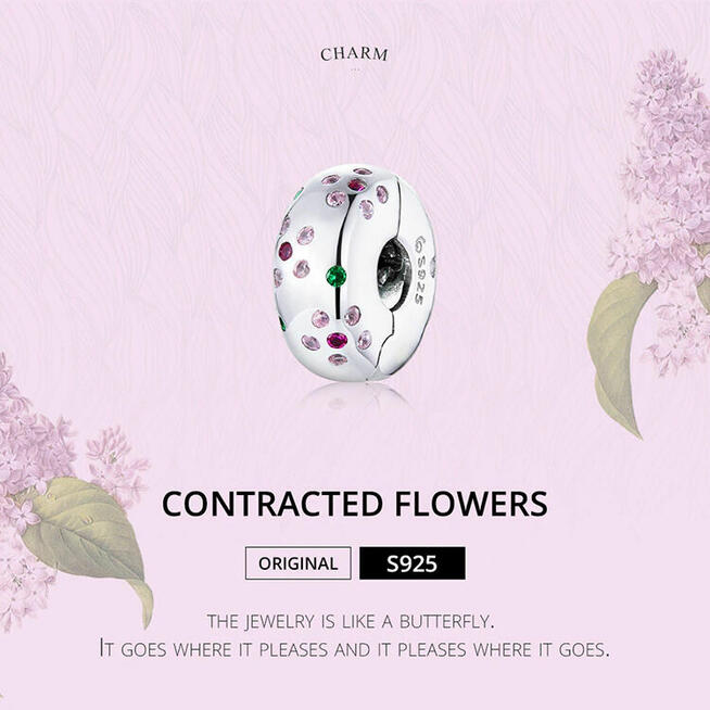 Pandora Charm koralik klips kwiatki cyronie