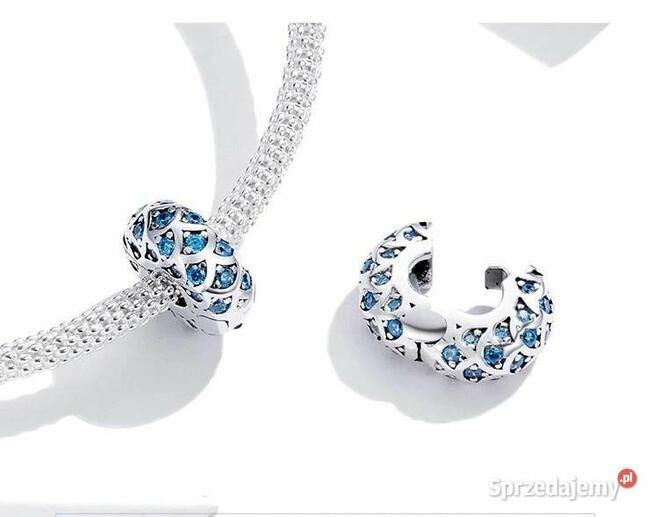 Pandora Charm koralik klips błekitny niebieski łuska