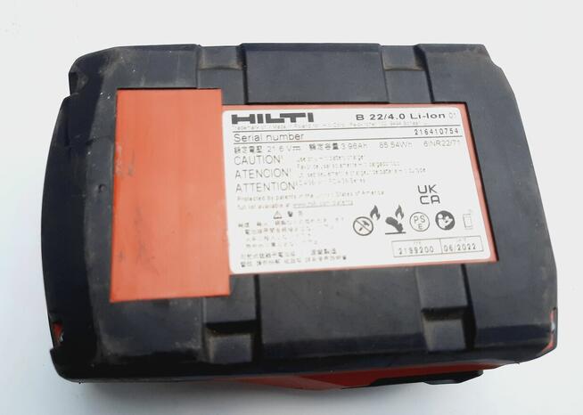 KILKA RAZY UŻYWANY AKUMULATOR HILTI B22 4Ah, W PEŁNI SPRAWNY
