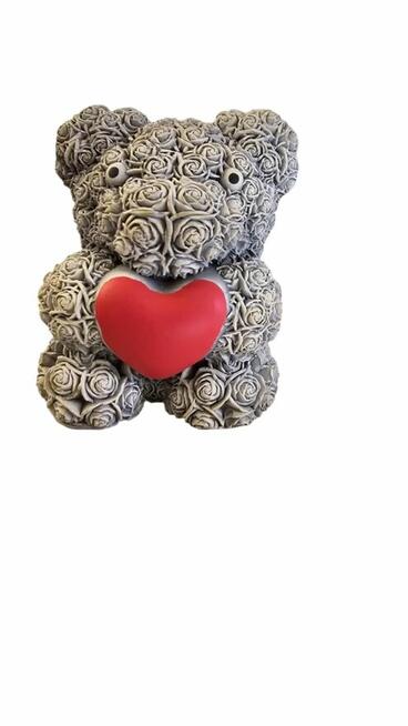 Miś gipsowy z sercem Figurka