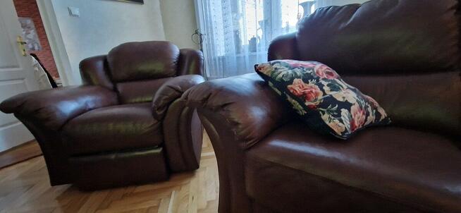 Komplet skórzany, sofa, 2 fotele