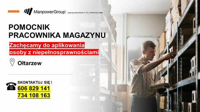 Pomocnik Pracownika magazynu (również z orzeczeniem)