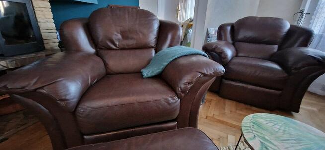 Komplet skórzany, sofa, 2 fotele