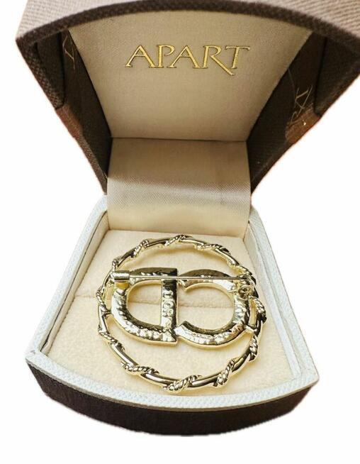 Broszka Dior złota z cyrkoniami