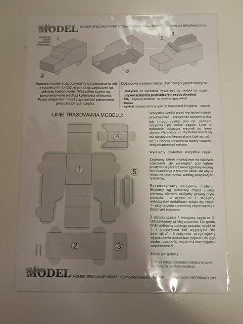 Model kartonow dla dzieci Samochód terenowy GOPR