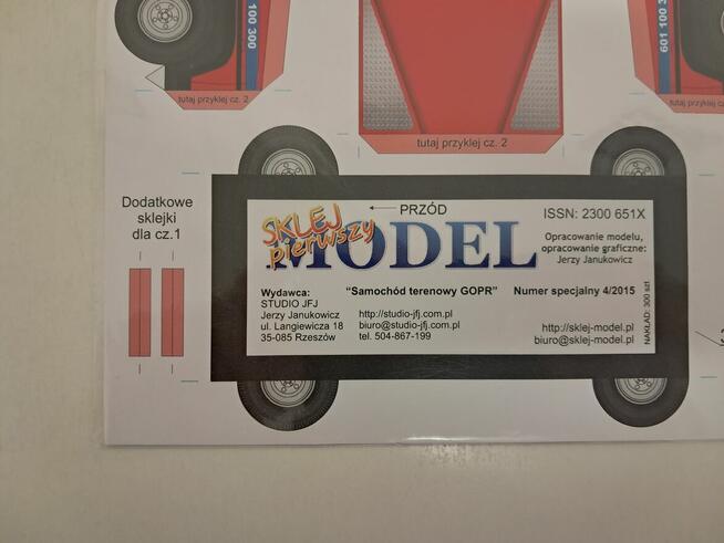 Model kartonow dla dzieci Samochód terenowy GOPR