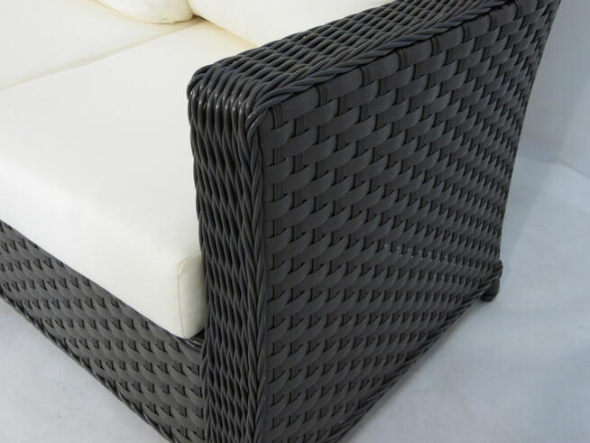 Meble ogrodowe z technorattanu kanapa fotele brązowe