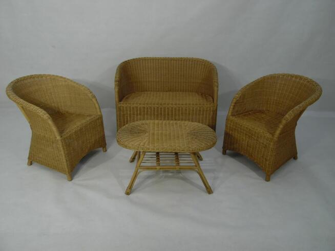 Komplet mebli ogrodowych z rattanu naturalnego - SŁONECZNIK