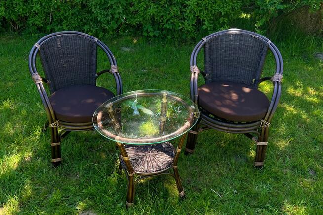 Komplet mebli ogrodowych z rattanu naturalnego - MIMOZA