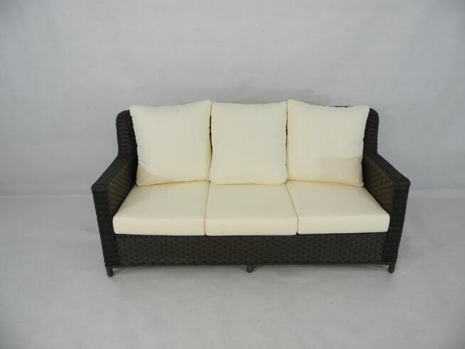 Meble ogrodowe z technorattanu kanapa fotele brązowe