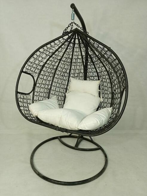 Fotel wiszący kokon huśtawka czarna technorattan