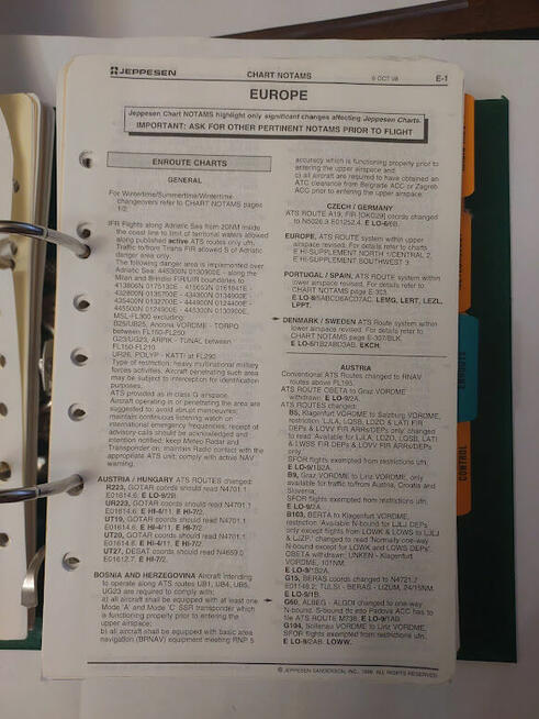 Mapy lotnicze Europy -Jeppesena
