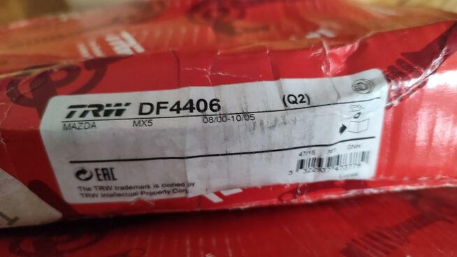 Tarcze hamulcowe DF4406 TRW 2 szt. MAZDA TYŁ