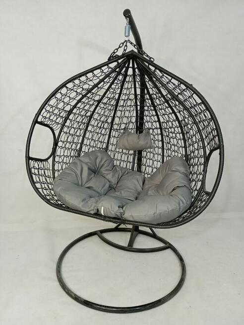 Fotel wiszący kokon huśtawka czarna technorattan