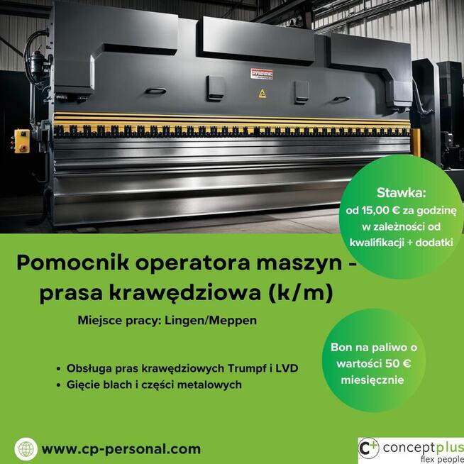 Pomocnik operatora maszyn - prasa krawędziowa (k/m)