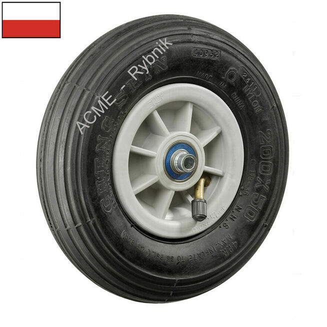 Koło Pompowane 200 mm Oś 8 mm 2PR Do Wózka Inwalidzkiego