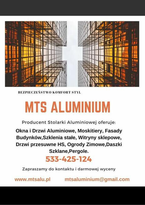 Pergole okna drzwi Alu drzwi p.poż witryny aluminiowe produc