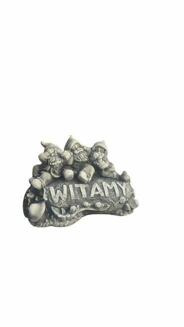 Krasnale z napisem WITAMY skrzat ogrodowy krasnal