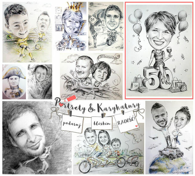 Portret Karykatura super PREZENT urodziny ślub rocznica