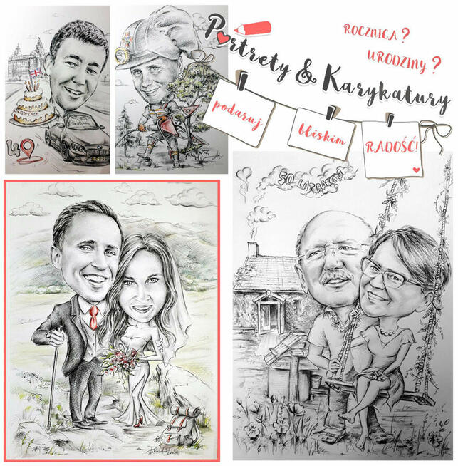 Portret Karykatura super PREZENT urodziny ślub rocznica