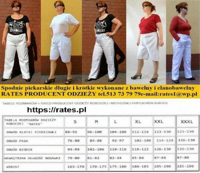 Spodnie piekarskie baw.100% cena 12 zł. Rates.pl