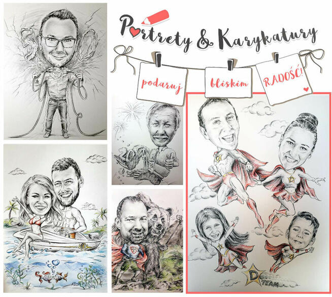 Portret Karykatura super PREZENT urodziny ślub rocznica