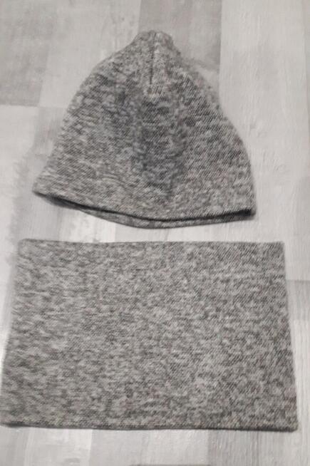 Czapka i komin szary komplet Jak nowy