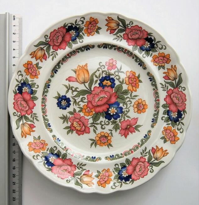 Trzy talerze deserowe vintage w kwiaty, Pontesa, Hiszpania