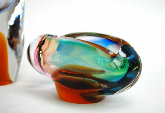 Wazon i popielniczka szkło kryształ Bohemia Czechy vintage