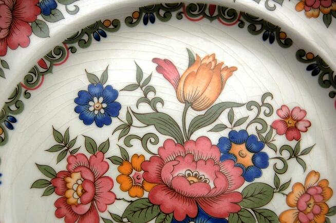 Trzy talerze deserowe vintage w kwiaty, Pontesa, Hiszpania