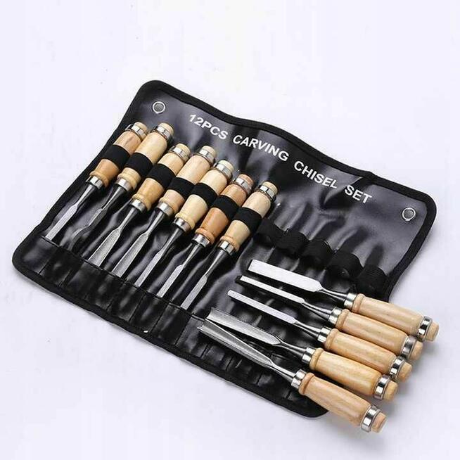 zestaw DŁUT do DREWNA rzeźbienia dłuta stolarskie 12szt moc