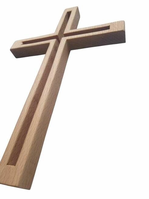 Krzyż drewniany drewno buk ręcznie wykonany handmade 25 cm h