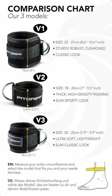 Fitgriff Komfortowe pętle na nogi do treningu fitness