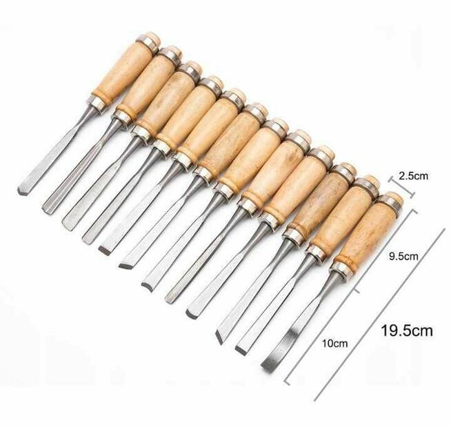 zestaw DŁUT do DREWNA rzeźbienia dłuta stolarskie 12szt moc