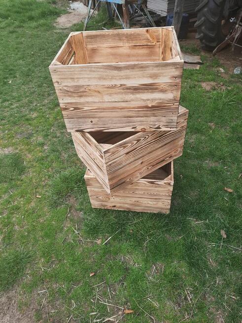 Skrzynka drewniana NUMER-2 opalana szlifowana 50×40×31