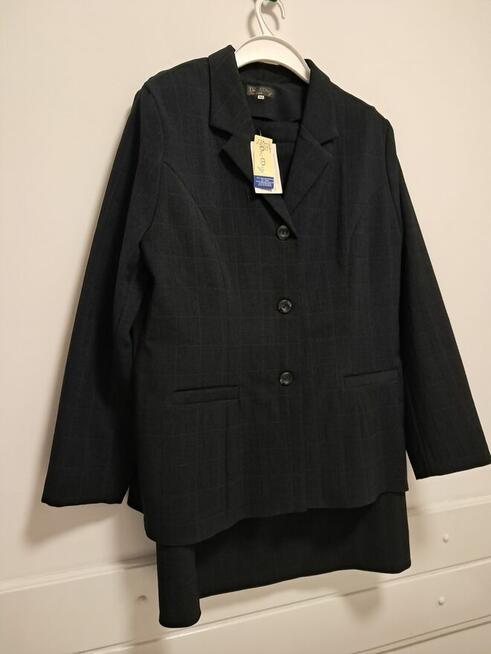 Żakiet ze spódnicą ciemnogranatowy, rozm.46, do sprzedania