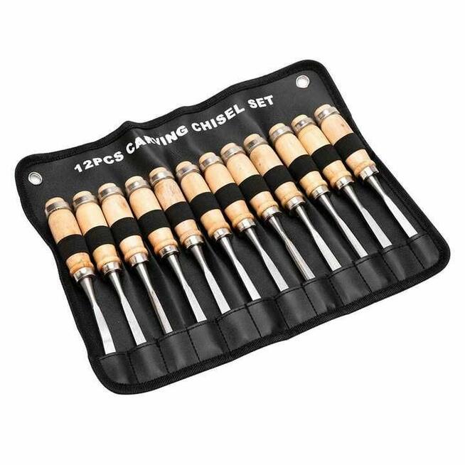 zestaw DŁUT do DREWNA rzeźbienia dłuta stolarskie 12szt moc