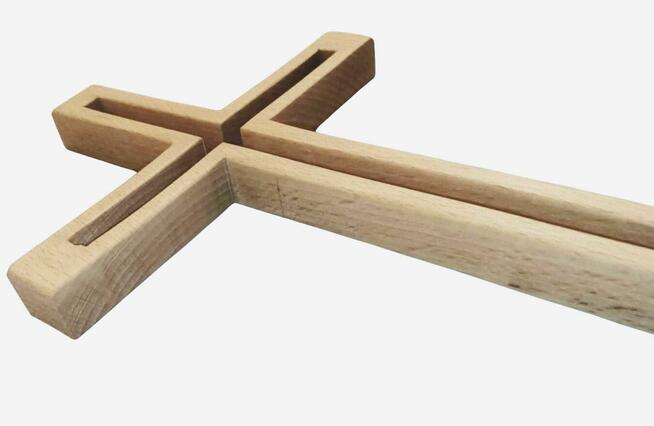 Krzyż drewniany drewno buk ręcznie wykonany handmade 25 cm h