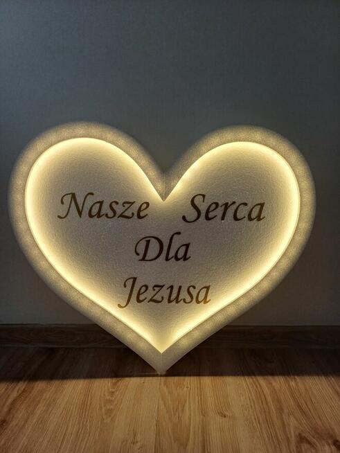 Serce z oświetleniem dekoracja Pierwsza Komunia