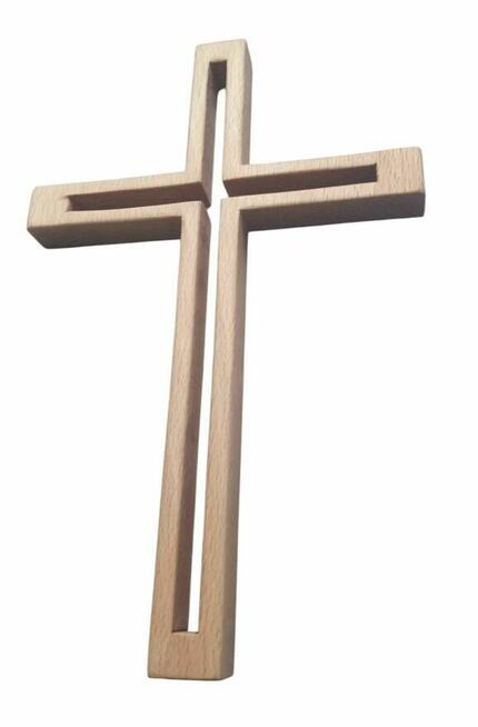 Krzyż drewniany drewno buk ręcznie wykonany handmade 25 cm h